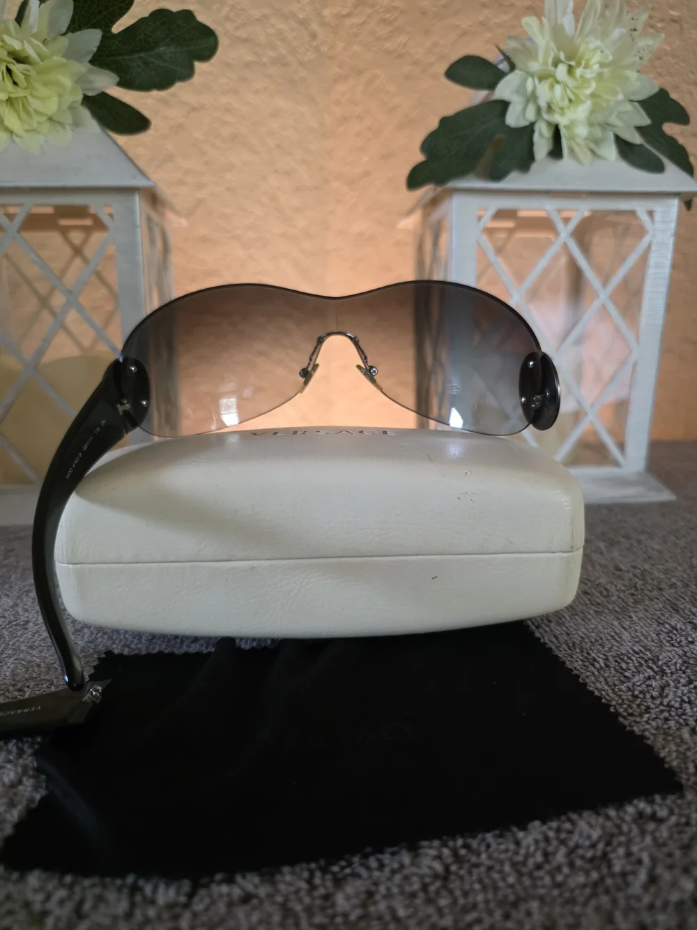 Versace Grey Shield Sunglasses with White Case